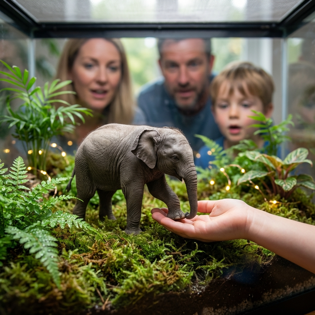 Mini elephant moving in